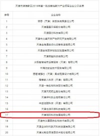 同陽(yáng)科技入選“天津市濱海新區(qū)2019年第一批戰(zhàn)略性新興產(chǎn)業(yè)領(lǐng)軍企業(yè)”